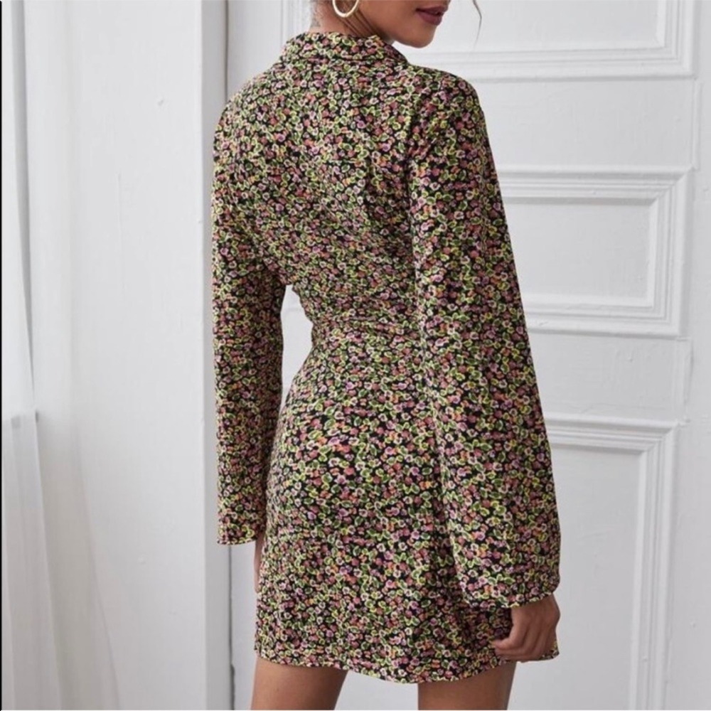 New Zara Liberty Floral Long Sleeve‎ Mini Dress Size XS - Picture 8 of 9